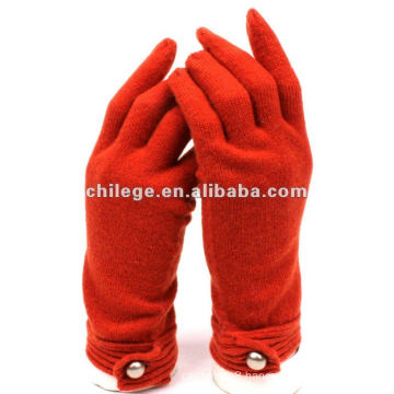 Woman's 100%Wool knitted red gloves